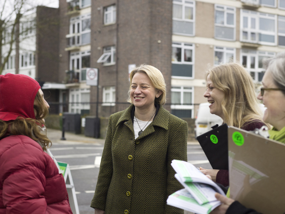 Natalie Bennett out canvassing for the General Election